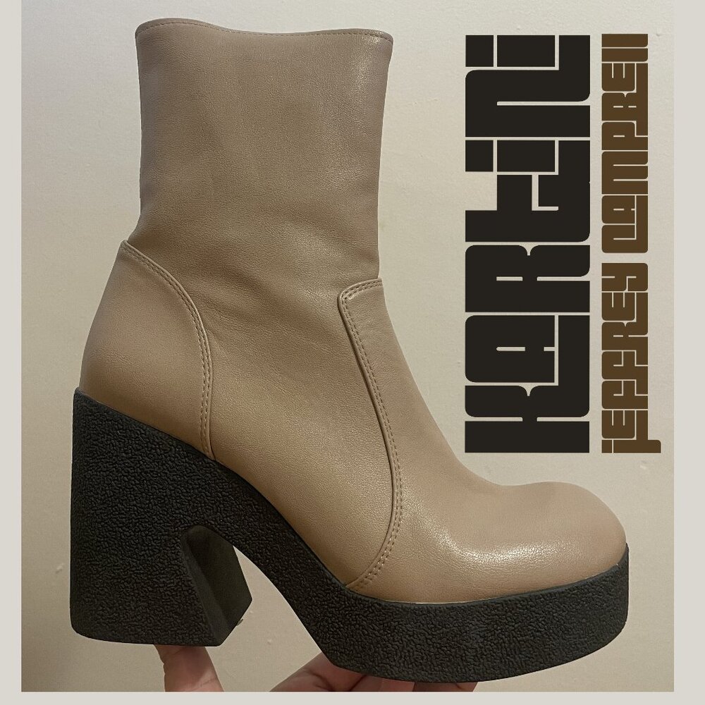 Jeffrey Campbell Beige and Black Karelina Platform Boots